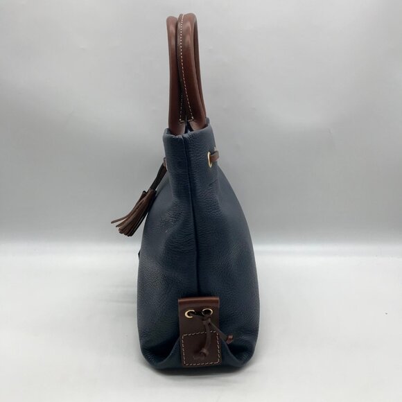 Dooney & Bourke Dark Blue Pebble Grain Tassel Tote - Picture 3 of 11